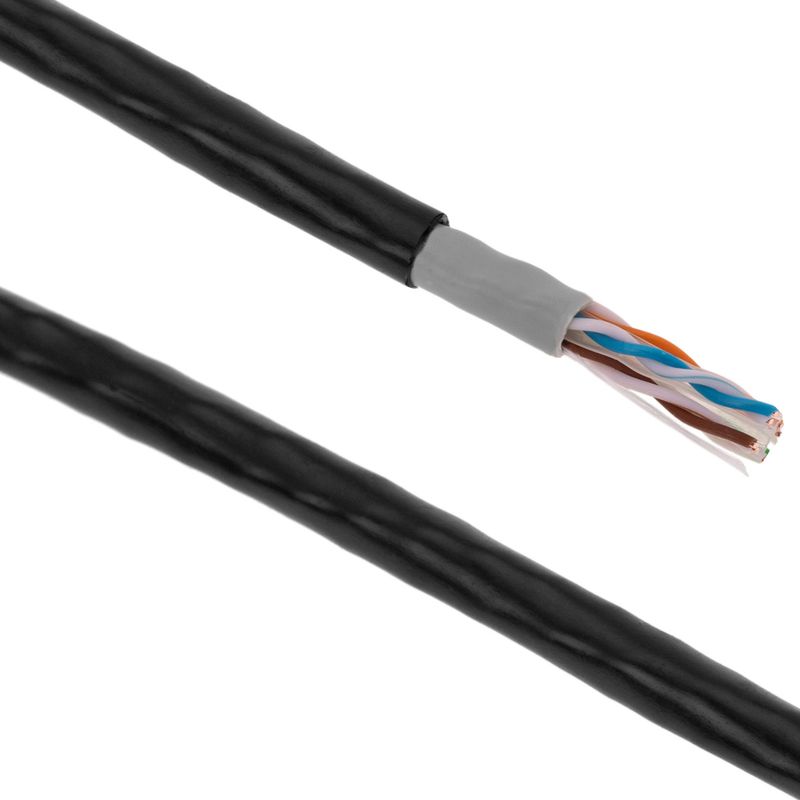 Bobina de cable de red ethernet Cat. 6 UTP CCA de 100 m de color negro para exterior - LQ09300 - 01