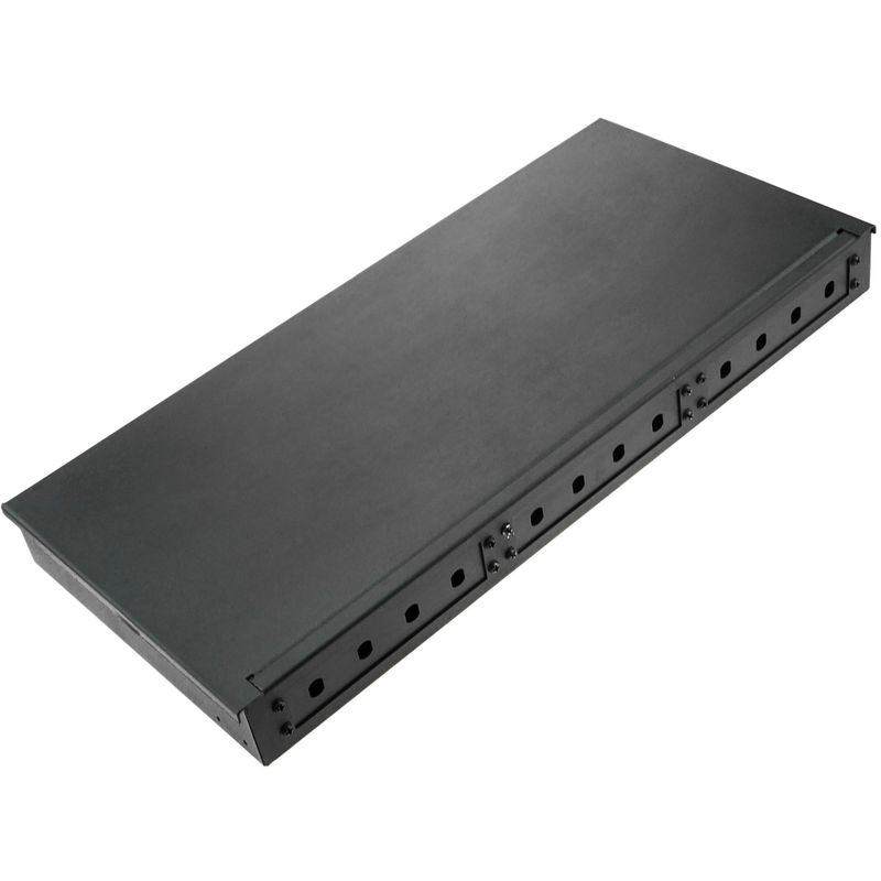 Patch panel rack 19" de fibra óptica 1U negro de 12 puertos ST - FQ00200 - 01