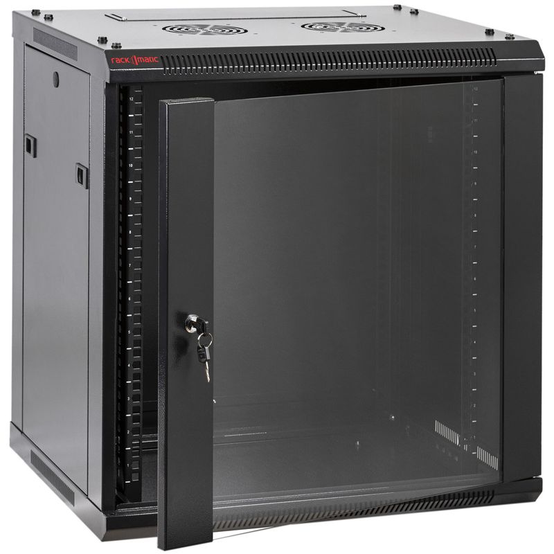 Armario rack mural 19" 12U 600x450x640mm pared negro SOHORack GO montado - WK01400 - 01