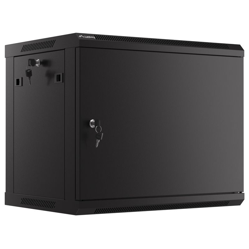 Armario Rack mural 19" 9U F450 600x450x512mm pared desmontado DIY negro Lanberg - WK32100 - 01