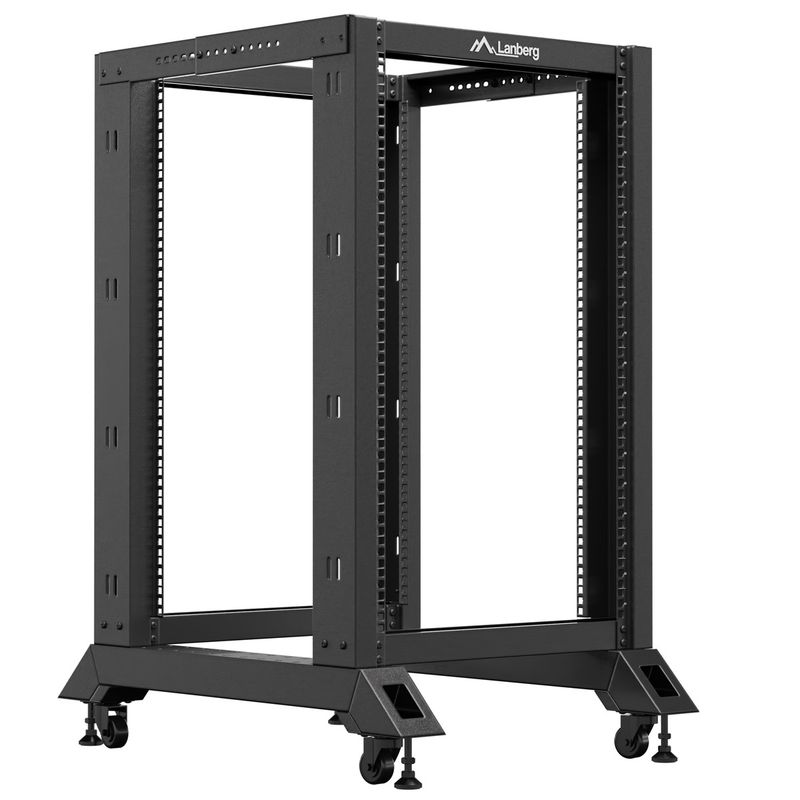 Armario Rack abierto fondo ajustable 19" 18U F600 800x600x1051mm desmontado DIY negro Lanberg - WL58600 - 01