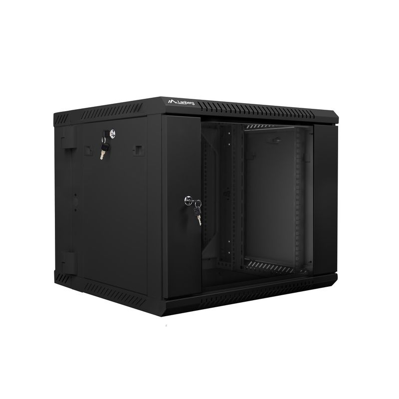 Armario Rack mural 19" 9U F600 600x600x507mm pared desmontado DIY negro Lanberg - WK34400 - 01