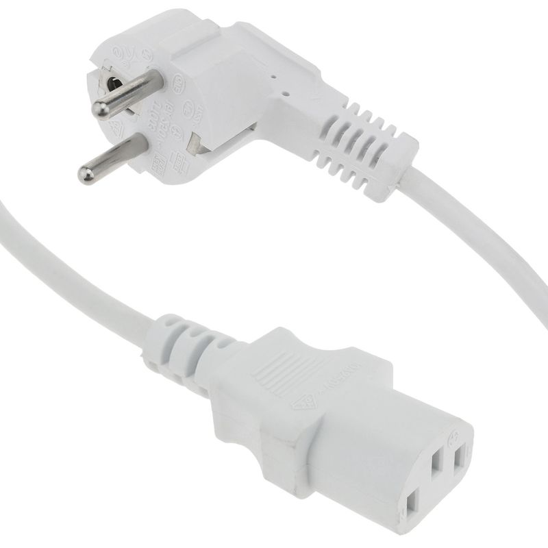 Cable de alimentación eléctrico IEC-60320 blanco C13 Schuko macho 5 m - CH08300 - 01
