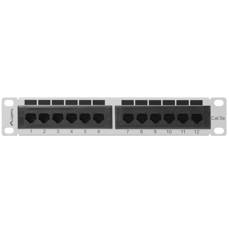 Patch panel 10" blanco de 12 RJ45 Cat.5E UTP 1U Lanberg PPU5-9012-S - RD10100 - 01