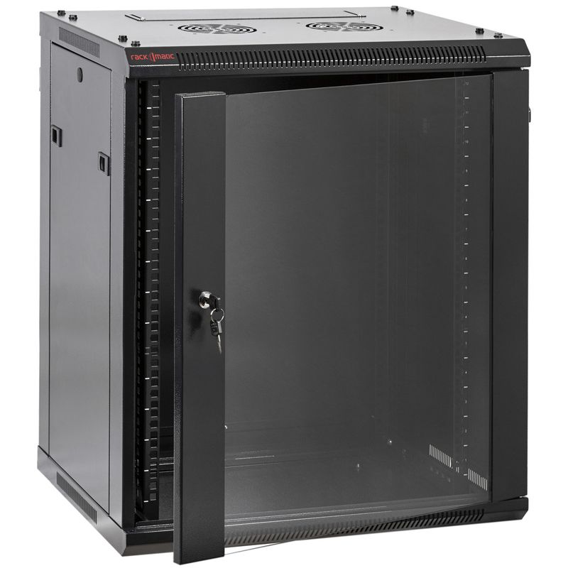 Armario rack mural 19'' 15U 600x450x770mm pared negro SOHORack GO montado - WK01500 - 01