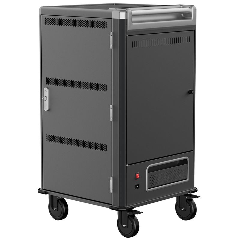 Carro de carga y transporte para 30 ordenador portátil, notebook y tablet negro montado - WM05400 - 01
