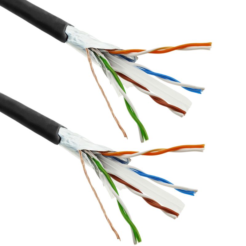 Bobina de cable de red ethernet Cat. 6 FTP CCA de 100 m rígido de color negro - LQ04400 - 01
