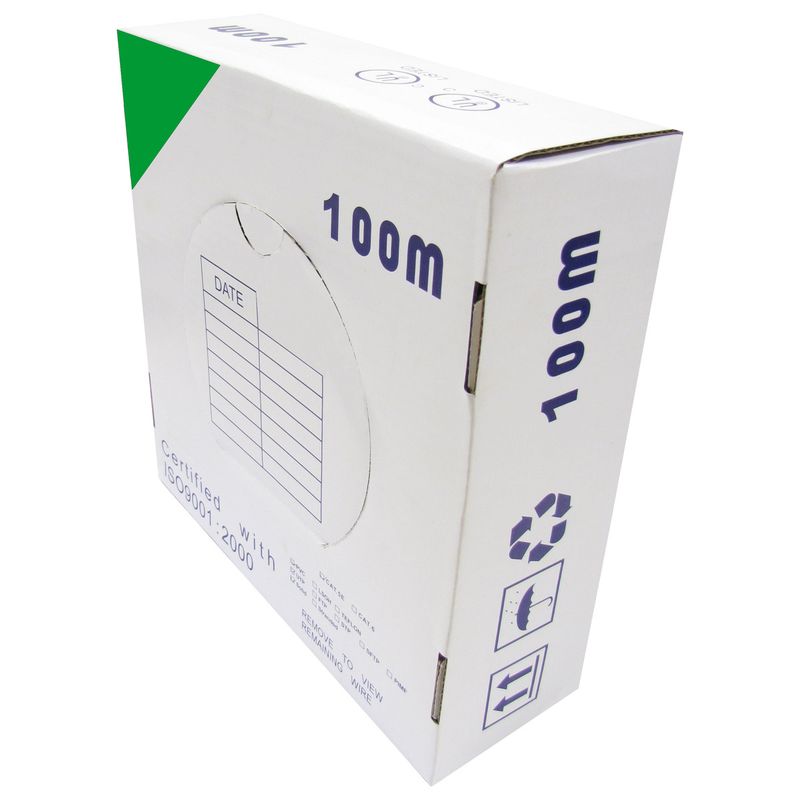 Bobina de cable de red ethernet Cat. 6 FTP CCA de 100 m rígido de color verde - LQ02400 - 01