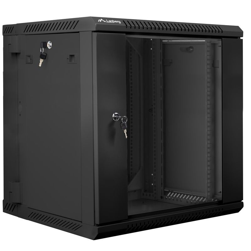 Armario Rack mural 19" 12U F600 600x600x640mm pared desmontado DIY negro Lanberg - WK34000 - 01
