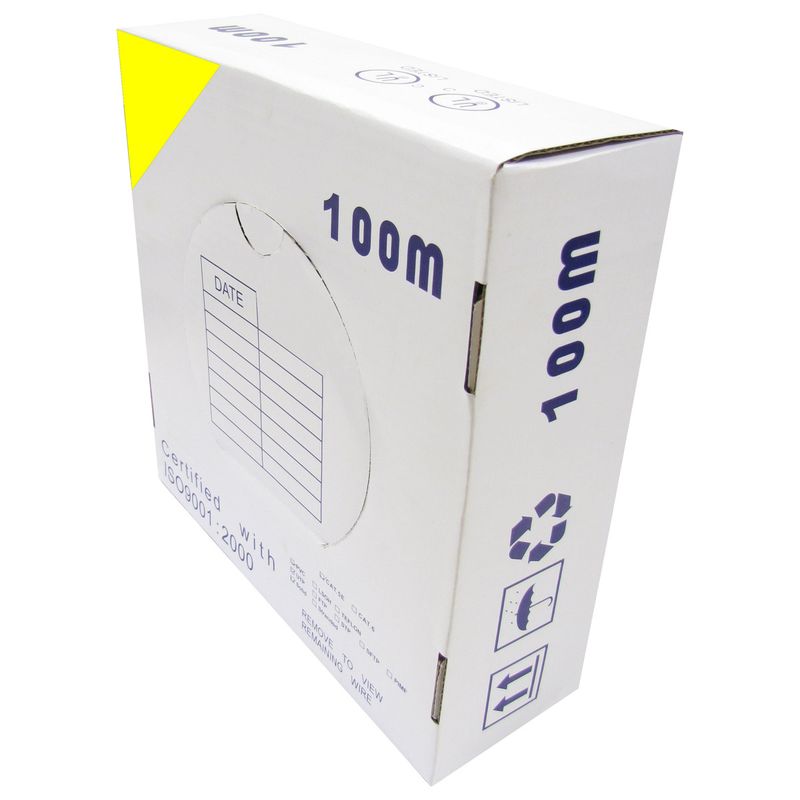 Bobina de cable de red ethernet Cat. 6 FTP CCA de 100 m rígido de color amarillo - LQ03400 - 01