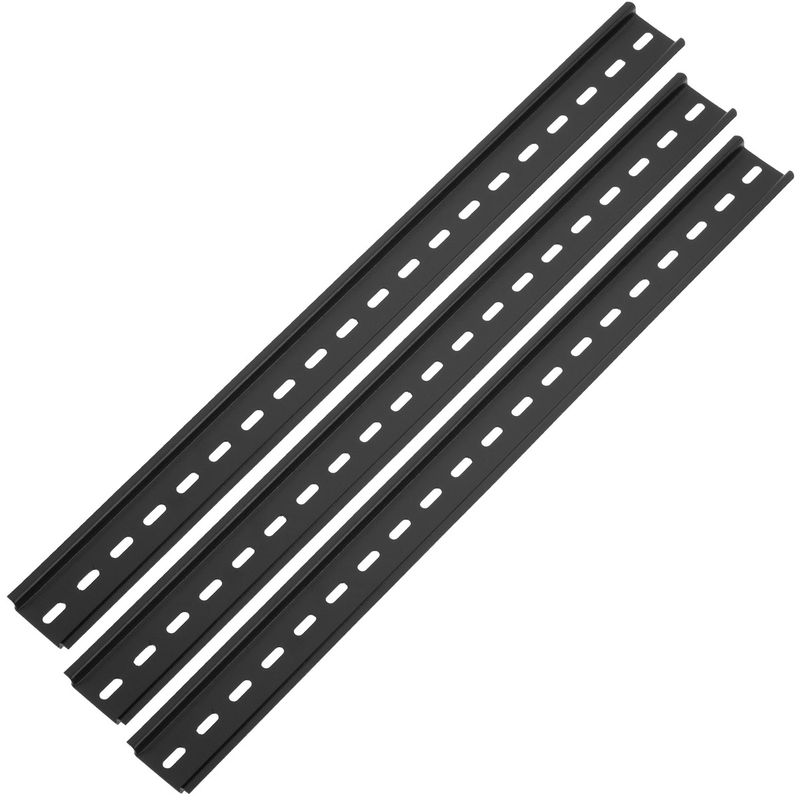 Pack de 3 carriles DIN color negro de 400mm perforado raíl de 25x5mm - MF08300 - 01