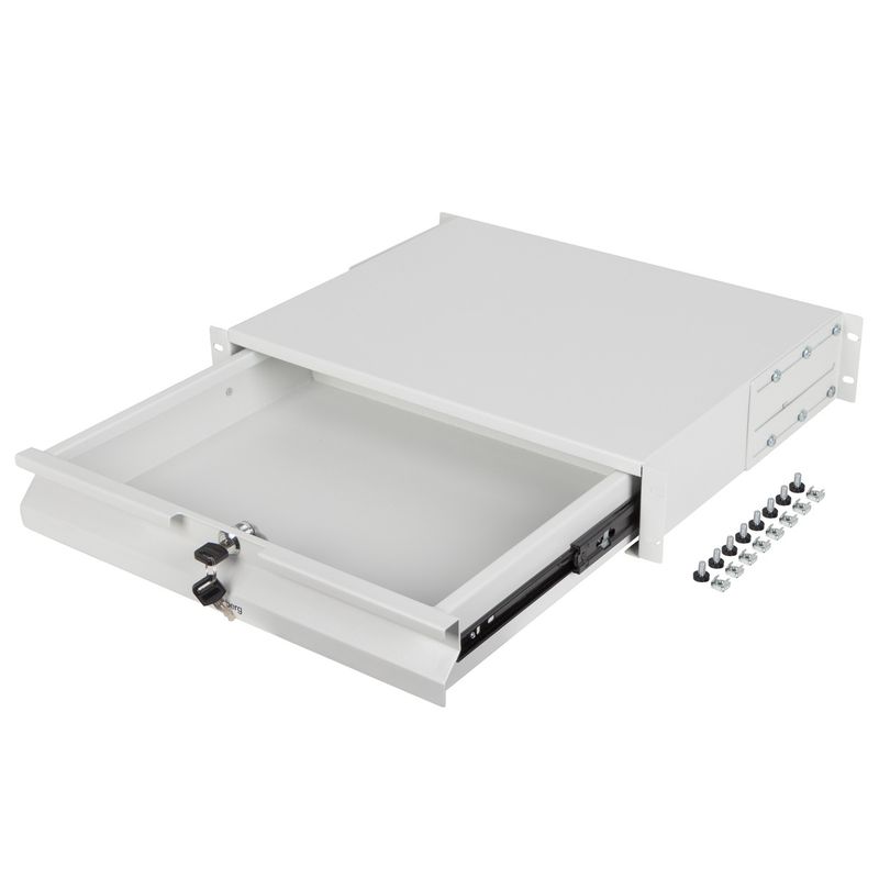 Cajón de 19" 2U 483x360mm carga máxima 90 kg color blanco Lanberg - RR03500 - 01