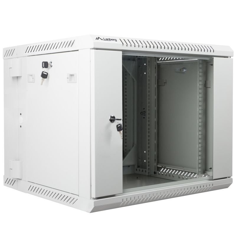 Armario Rack mural 19" 9U F600 600x600x507mm pared desmontado DIY blanco Lanberg - WK34500 - 01