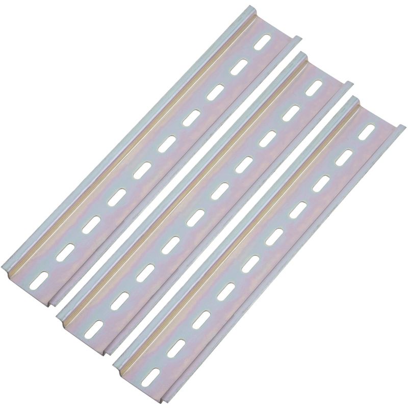 Pack de 3 carriles DIN color zinc de 200mm perforado raíl de 35x7mm - MF08400 - 01
