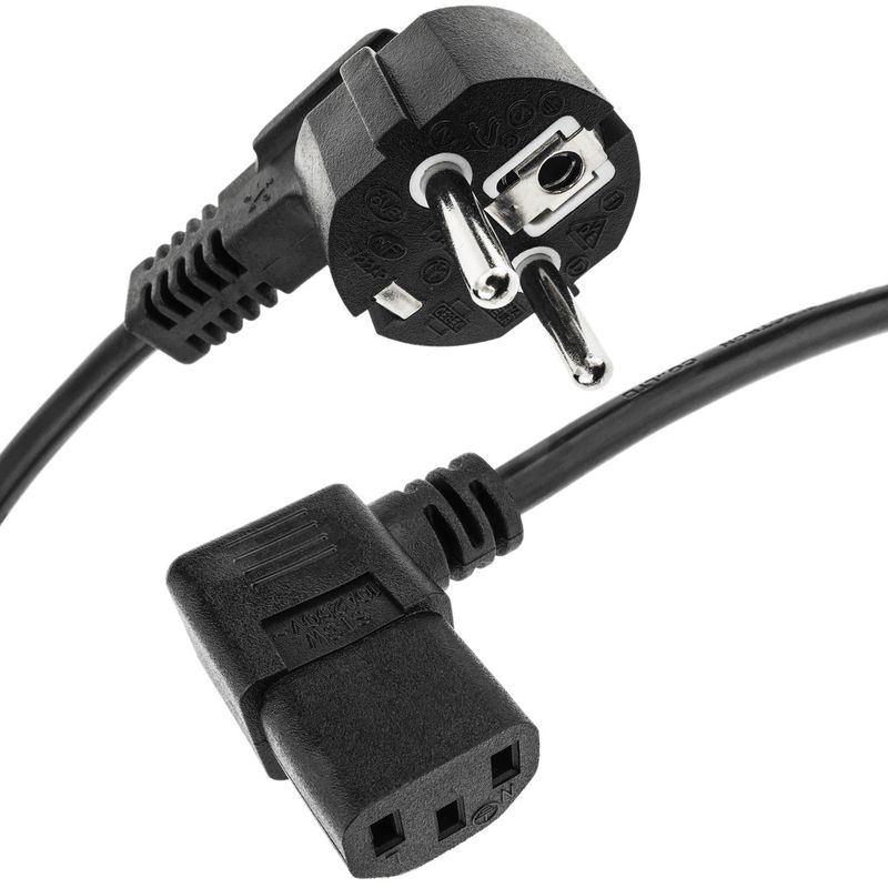 Cable de alimentación eléctrico IEC-60320 C13 acodado a schuko macho de 1.8 m - CH03100 - 01